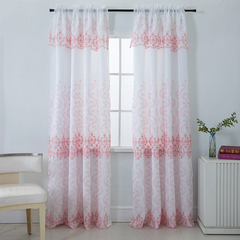 Panneau de rideau simple semi-diaphane avec passe-tringle Colbert, Rosé