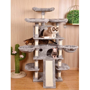 Lima Pet Heavy Duty Carpet 68 Inch Multi-Level Cat Tree Condos and Scratching Posts Included