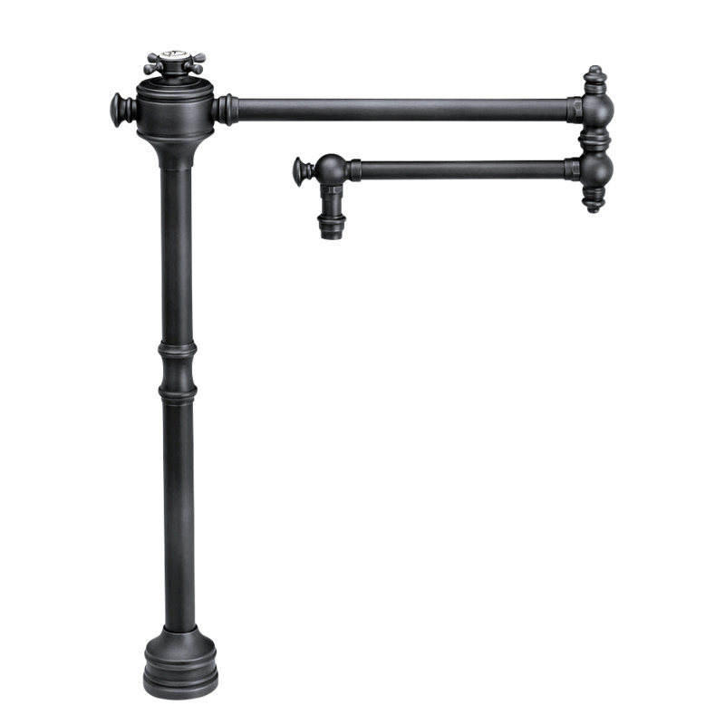 Traditional Counter Mounted Potfiller - Cross Handle, Black-Oil Rubbed Bronze