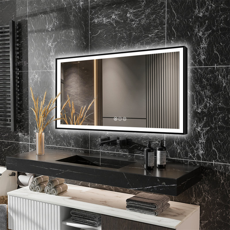 Smart LED Bathroom Mirror with Adjustable Colour Temperature, Dimmable, Defogging, 30" H x 55" W x 1" D