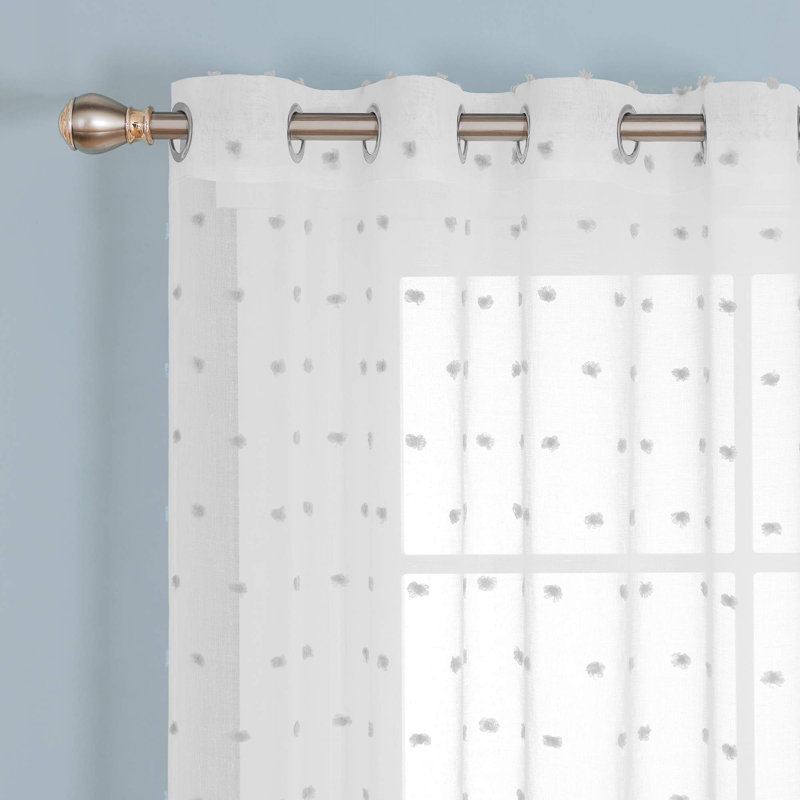 Coffeen Semi Sheer Curtain Pair, Grey