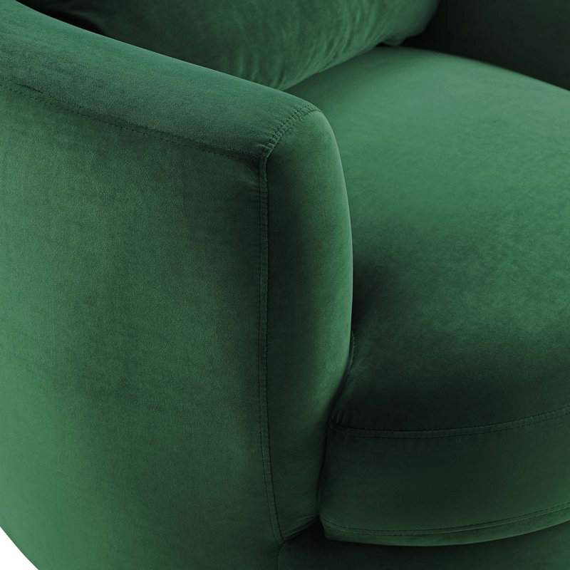 Fauteuil pivotant en velours Pirouette Performance, Émeraude