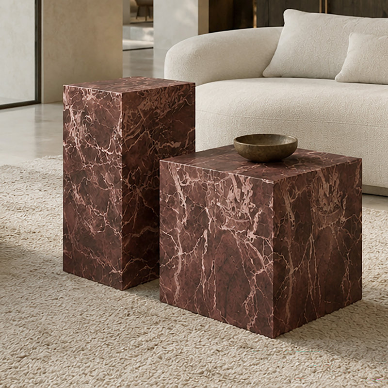 Grande table d'appoint contemporaine en béton ECC, rouge
