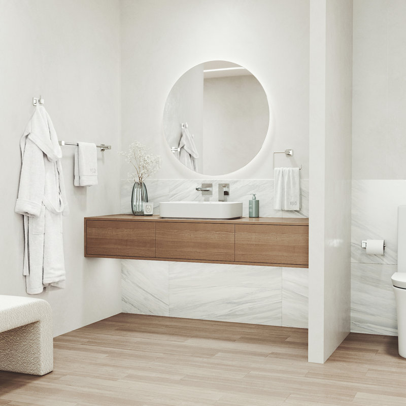 VIGO Meridian 4-Piece Brushed Nickel Bathroom Hardware Set with 24-in Towel Bar, Toilet Paper Holder, Hand Towel Holder and Hook