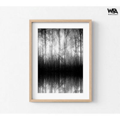 Reproduction de photographie noir et blanc forêt, décoration murale encadrée forêt brumeuse, art mural forêt sombre, art mural encadré, art mural surdimensionné