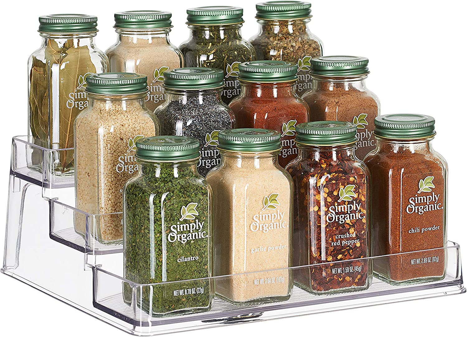 Prep & Savour Home Intuition 3-Tier Clear Spice Rack Glass Spice-Jar ...