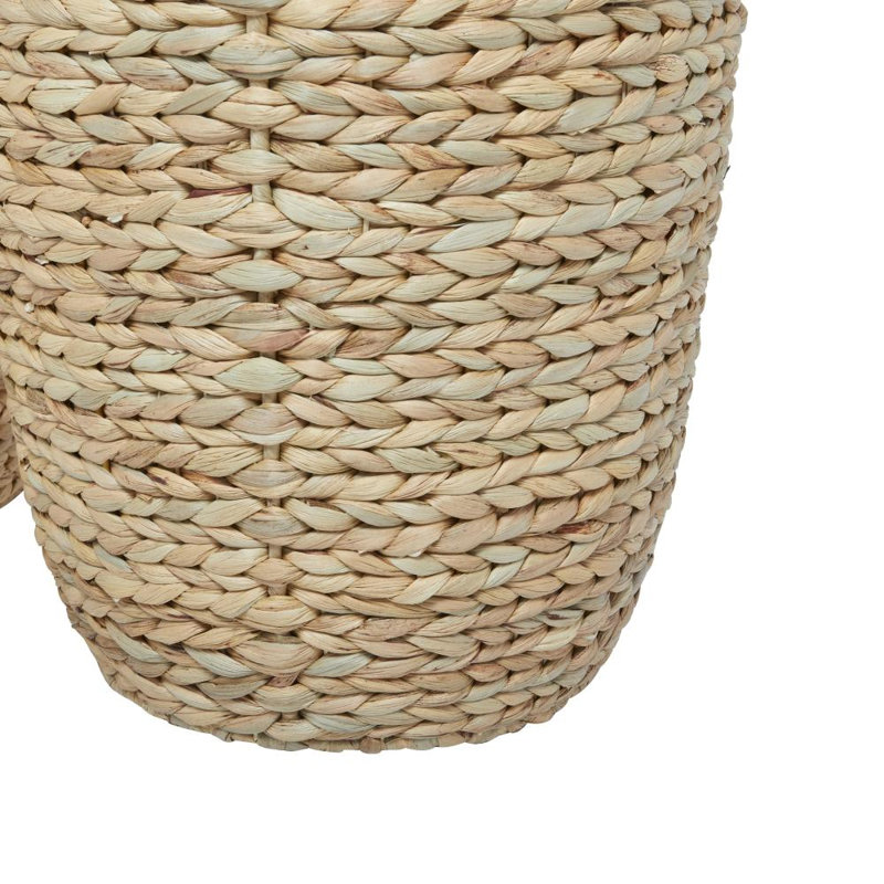 Panier de rangement décoratif et fonctionnel fait à la main Seagrass avec doublure et dessus assortis, Brun clair
