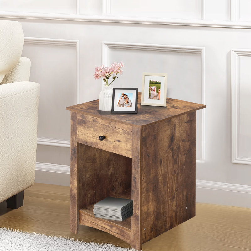 Table de chevet en bois Kayla, Brun rustique