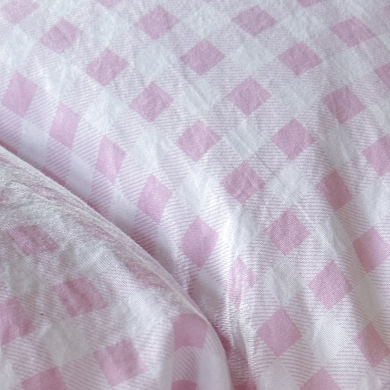 Ensemble d'édredon en microfibre prélavée Gingham, Édredon grand et 2 taies d'oreiller, Vichy écossais rose
