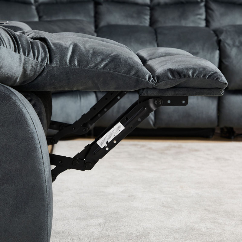 Canapé modulaire inclinable manuel 7 pièces avec porte-gobelets et rangement 7 pièces, Microfibre / microsuède gris