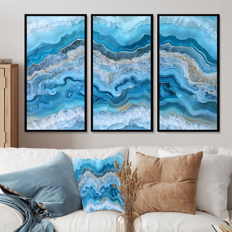 Ensemble de salon Agate Dream River, Reproduction avec cadre flottant, Black, 28" H x 36" W