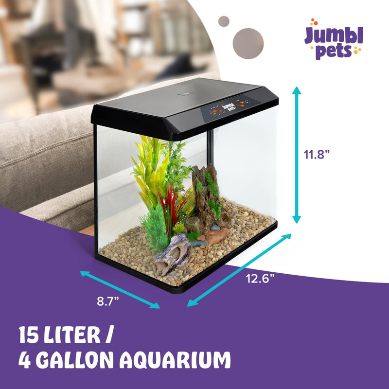 Derez Rectangle Aquarium Tank, 4 Gallon (11.8" H x 8.7"W x 12.6"D)