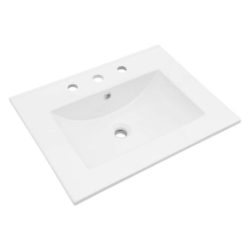 Plateau de meuble-lavabo en céramique blanc avec lavabo (comptoir seulement) L 24 po x l 18 po