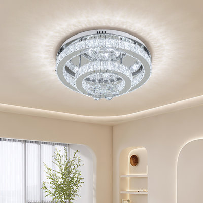 2-Light 50cm Double Tier Round Crystal Celling Light