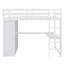 Lit mezzanine double en bois avec garde-robe intégrée, bureau, tablettes de rangement et tiroirs-422606635