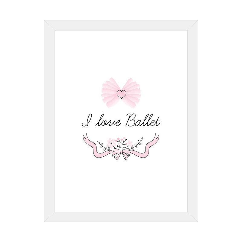 I Love Ballet - impression d'art graphique, H 32 po x l 24 po x P 1 po, Papier encadré blanc, Blanc