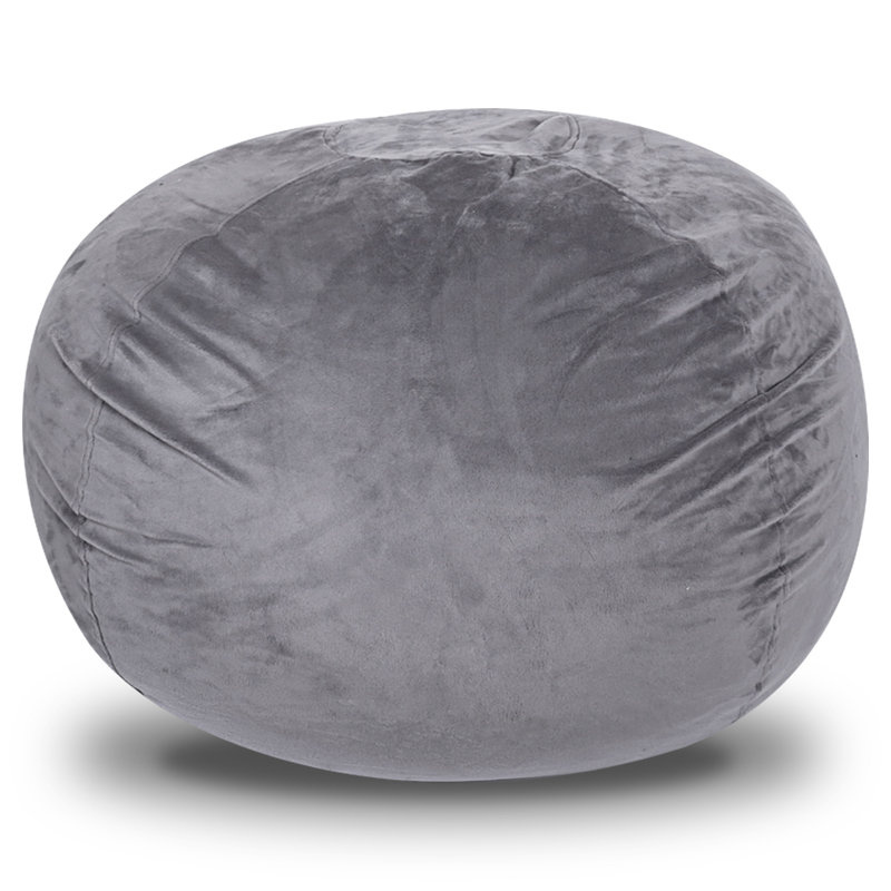 Minky Velvet Bean Bag Chair, Gray Velvet