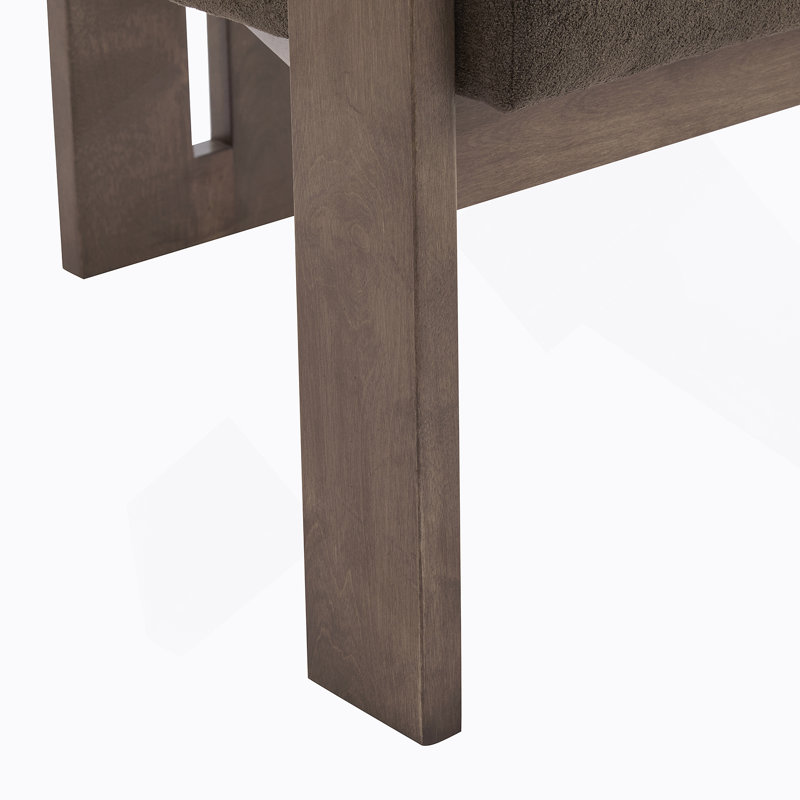 Chaise d'appoint moderne rembourrée avec accoudoirs ronds, Marron foncé