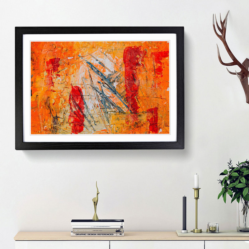 Abstract Art Painting Vol.297 by S.Johnson - Picture Frame Painting Print, 27cm H x 36cm W x 2cm D, Black Framed