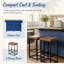 Îlot de cuisine de style champêtre avec abattant et 2 places assises, nombreux rangements et prise électrique, bleu-443674068