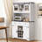 71" Coffee Bar Wine Cabinet with Sliding Barn Door & LED Lights