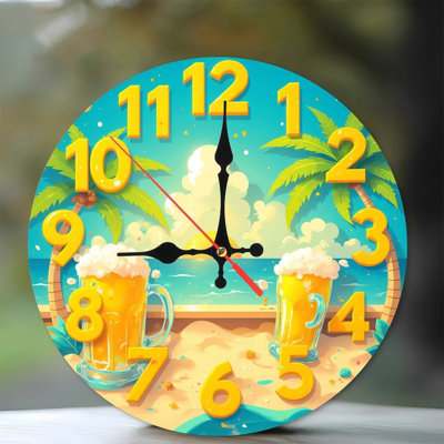 horloge de plage plage coucher de soleil
