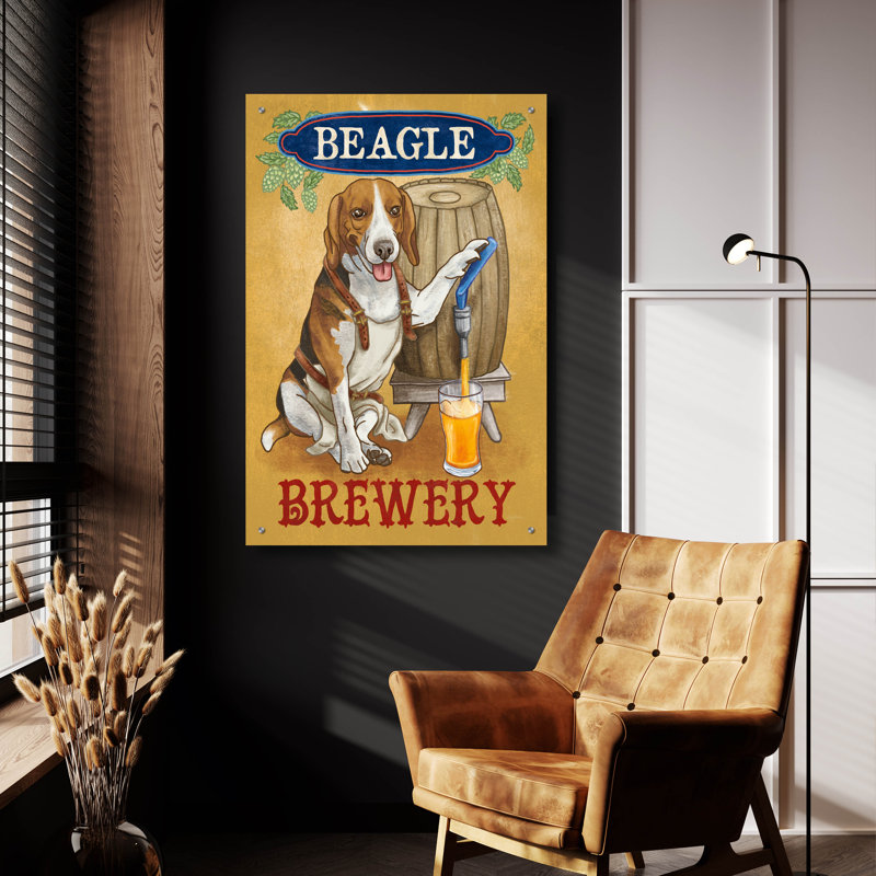 «Beer Dogs» par Mary Urban, H 36 po x l 24 po x P 0,2 po