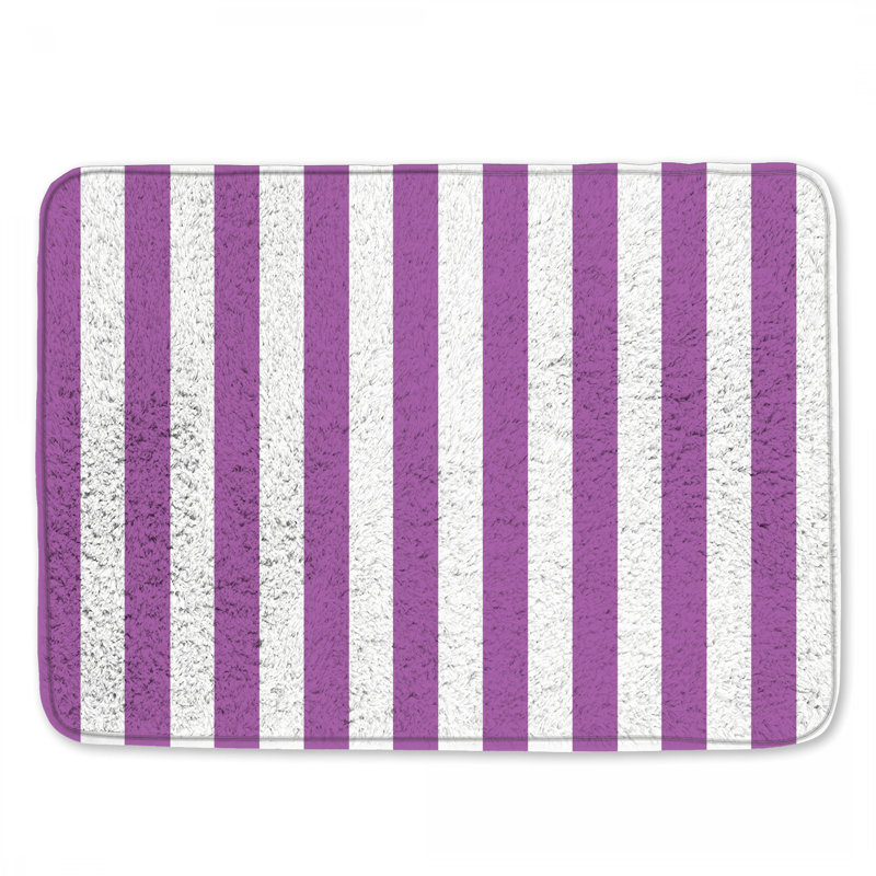 Purple Vertical Stripes Bath Mat, L 24 po x L 17 po