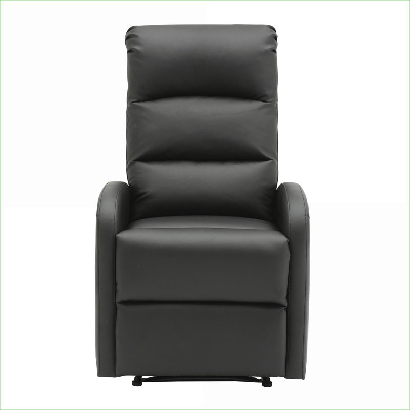  Fauteuil inclinable manuel compact contemporain en similicuir noir, Similicuir noir