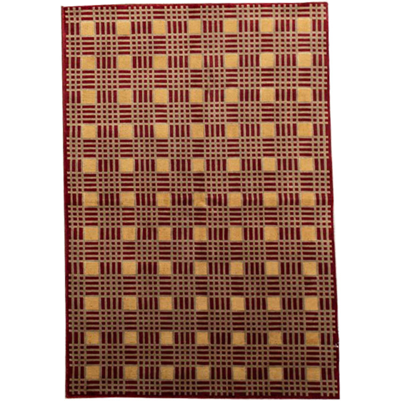 Hand-Knotted High-Quality Wine and Cream Area Rug