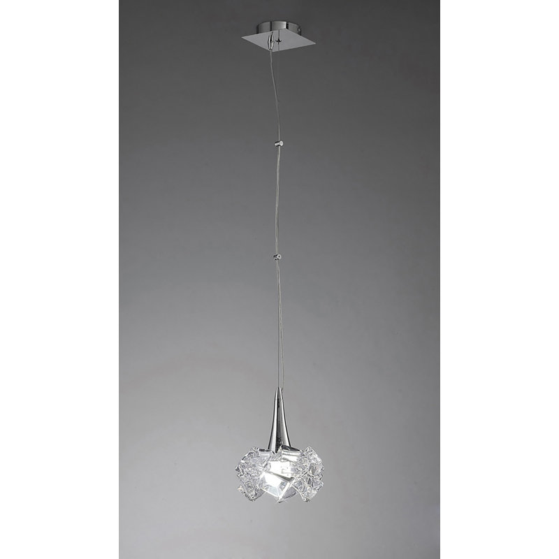 Wanda 1 - Light Polished Chrome Mini Pendant, 150cm H x 20cm W x 20cm D