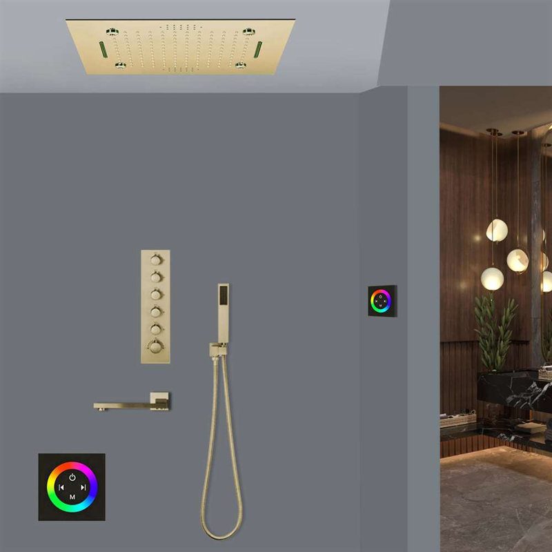 Système de douche thermostatique encastré au plafond avec panneau de contrôle tactile Pordenone