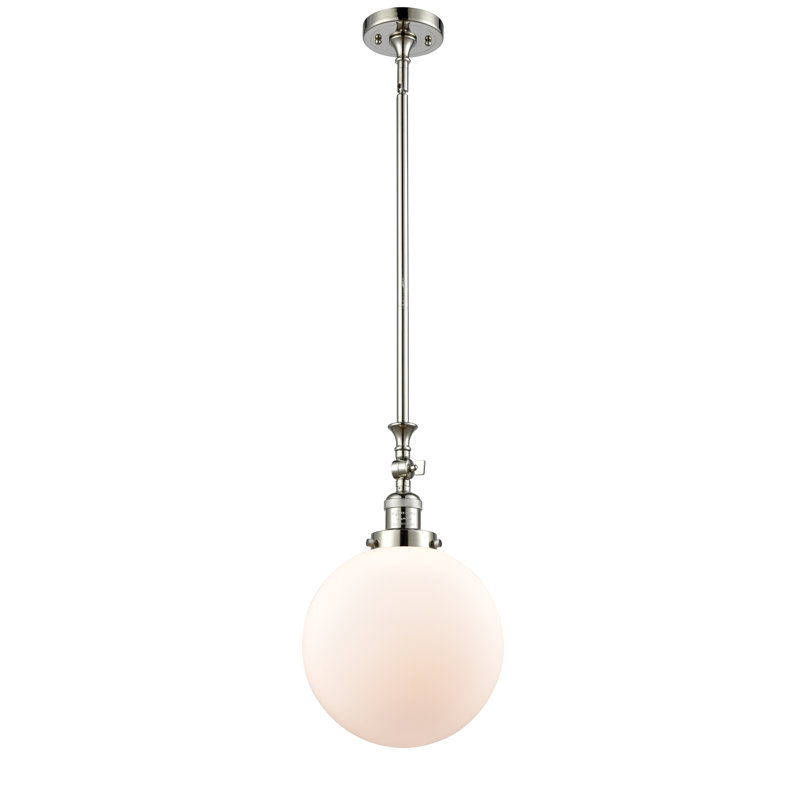 Luminaire suspendu sphère 1 lumière Hitterdal, Laiton antique, Boîtier blanc mat, Ampoule non incluse