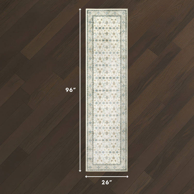 Tapis lavable imprimé en velours Laura Ashley, Sauge, 2 pi 2 po x 8 pi