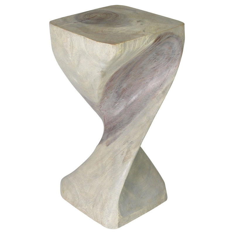 Bugra Solid Wood End Table, White