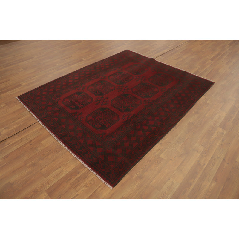 Tapis oriental rouge géométrique 5 x 7