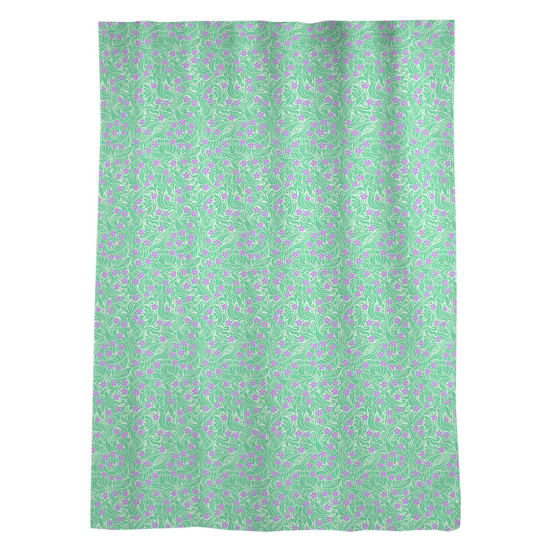 Panneau de rideau simple avec passe-tringle tourbillony, Vert / mauve