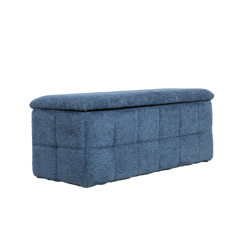 Banc de rangement avec repose-pieds Lawona, Bleu foncé