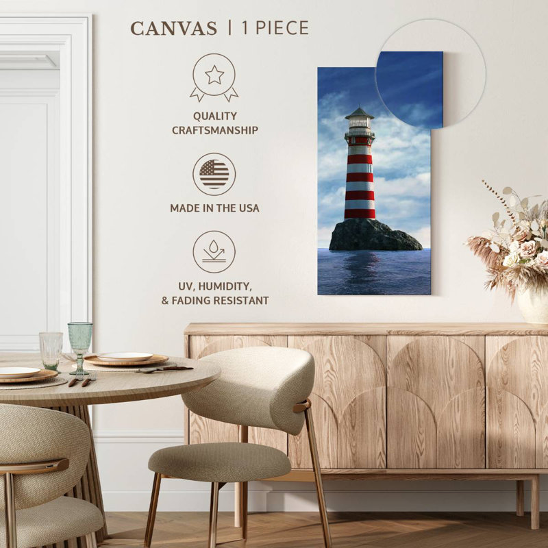 White And Red Lighthouse, 54" H x 27" W