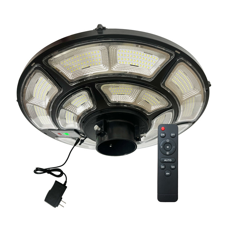 Modern 16.5" Flat-Circular Outdoor Solar LED Post Light Head with Remote