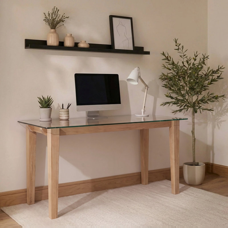 Computer Desk, Clear Glass Top