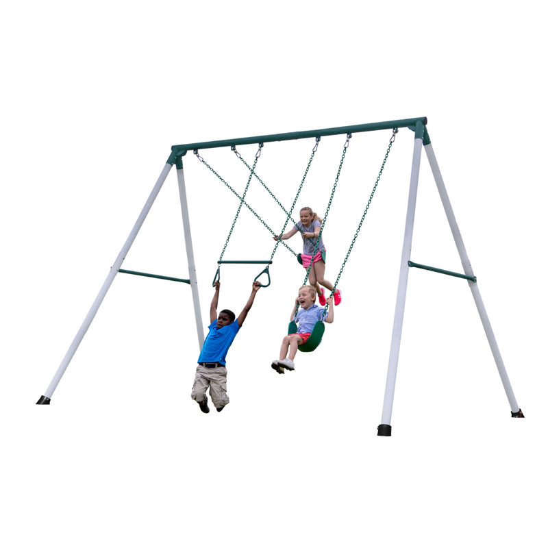Big Brutus 10 Ft Tall Metal Swing Set with Trapeze Bar