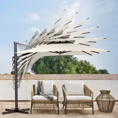 Parasol de patio en porte-à-faux 145 po x 104 po avec base Easy-Move | Mobilité d'une personne