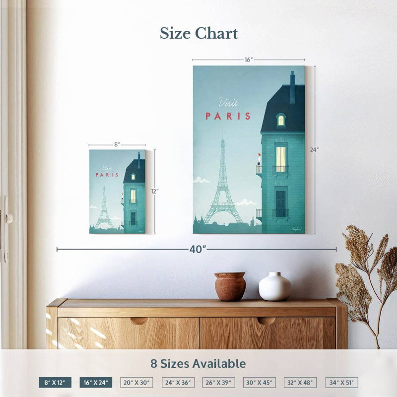 Affiche de voyage rétro Aime Paris, H 12 po x l 8 po