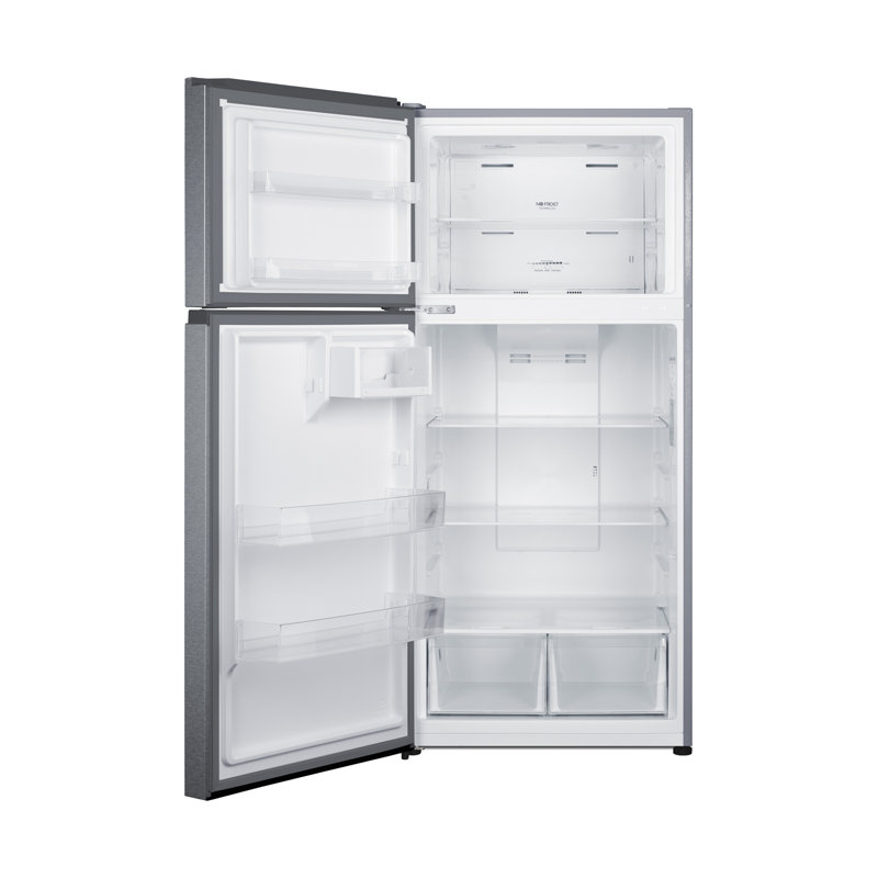 Summit Appliance 30" Wide Top Mount Refrigerator-Freezer With Icemaker, Gray, Left Handed