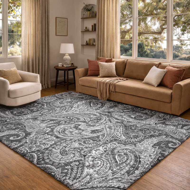 Tapis cachemire ADS654, Gris, 10 pi x 14 pi