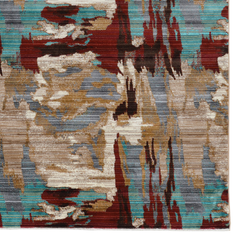 Crittenden Modern Abstract Jewel Tone Multicolor Area Rug with Short Fringe, Rectangle 8' x 11'