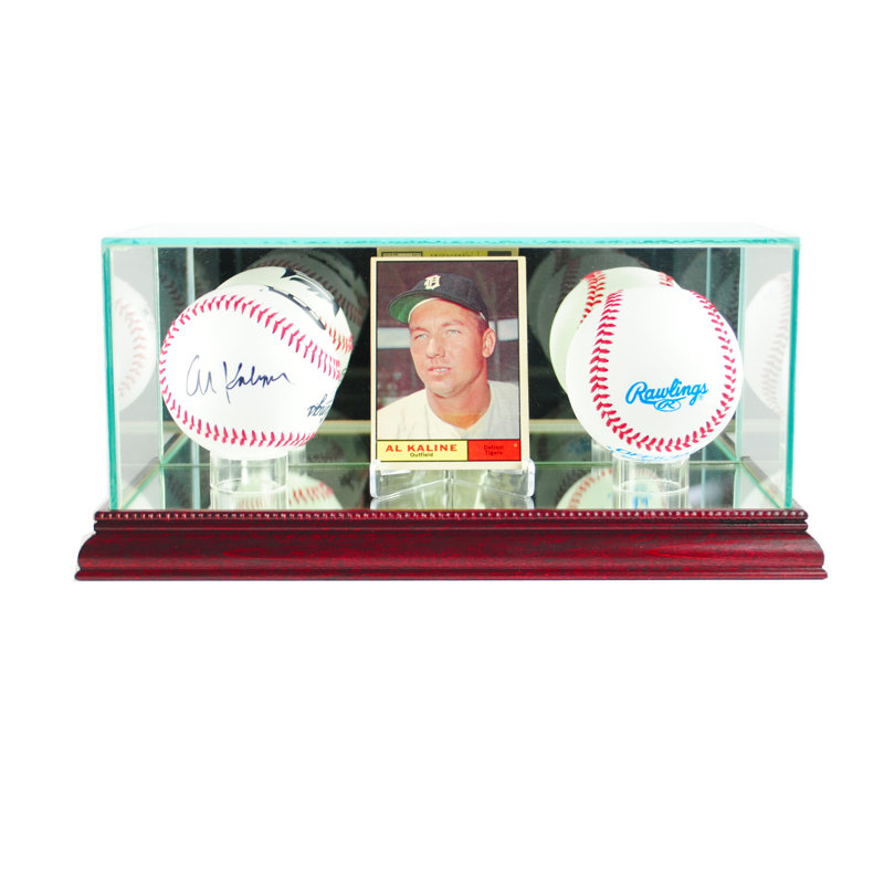 Perfect Cases And Frames 10'' W 5'' D Baseball Glass Ball / Puck Case, Cherry