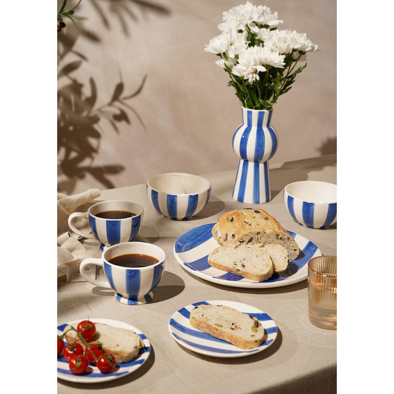 Set of 4  Blue & White Striped Bowls