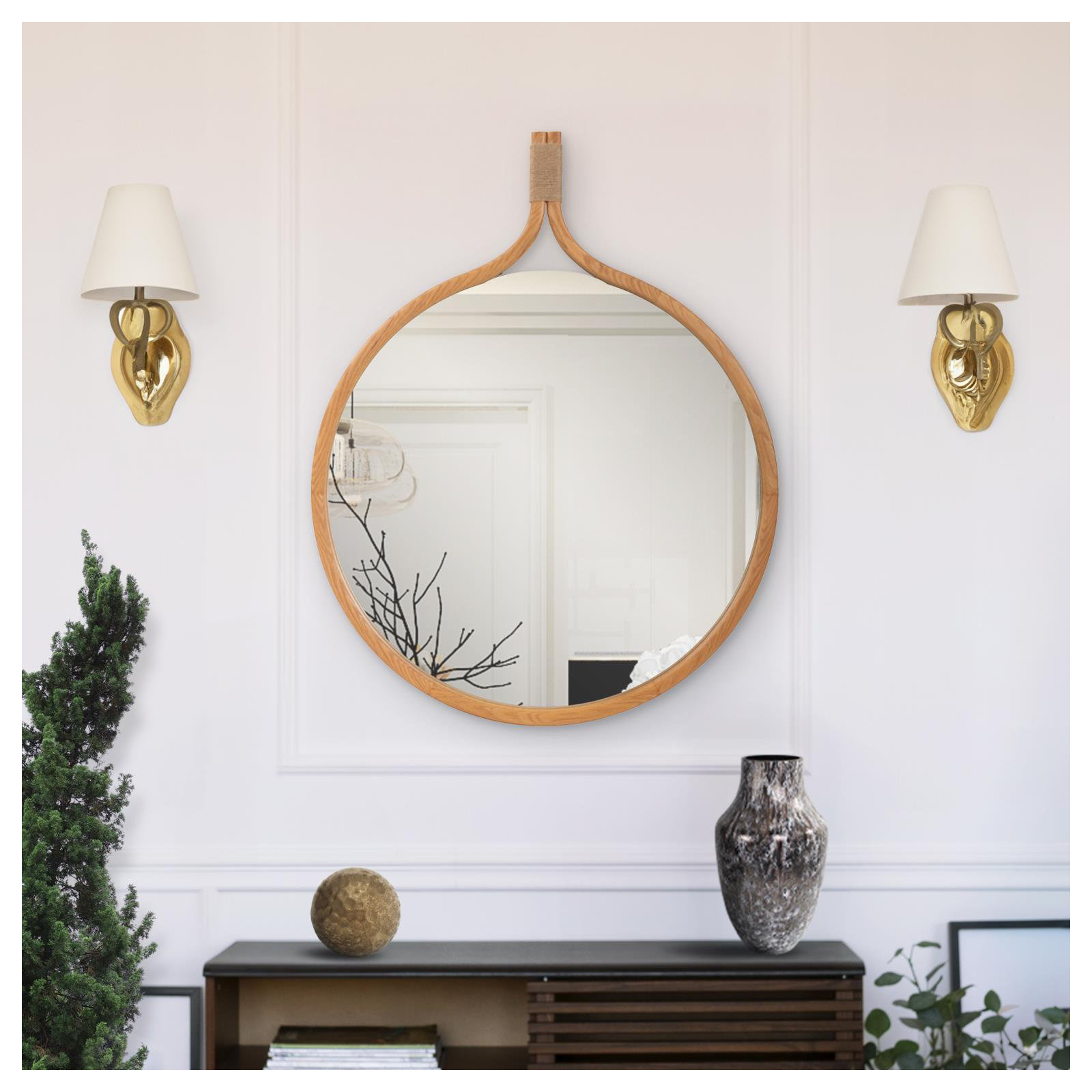 Ulah Round Mirror, Circle, 37" x 29"